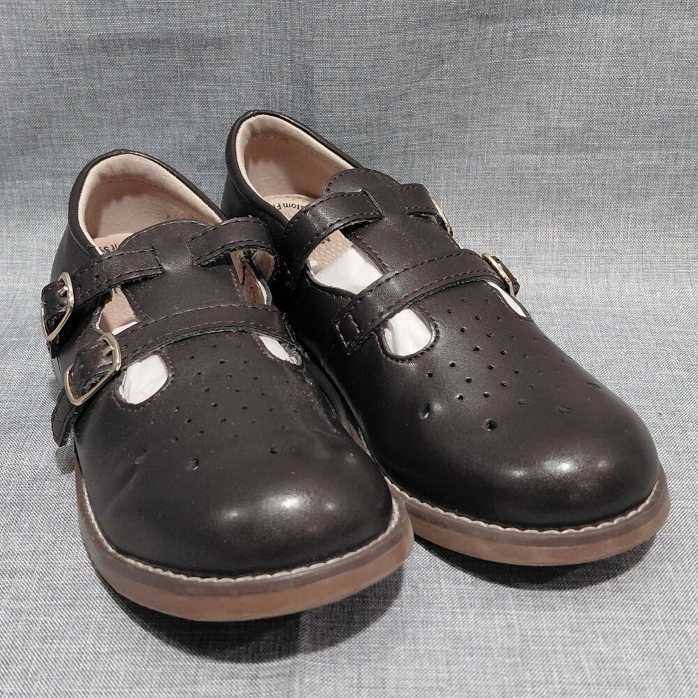 Footmates Danielle Girl’s Leather Mary Jane Flat Shoes Brown Kids Size 1 M